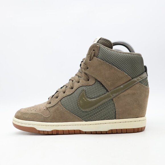 Nike Dunk Sky Hi Hidden Wedge Women's 7.5 Olive Green Suede Sneakers 579763-300 - Picture 4 of 9